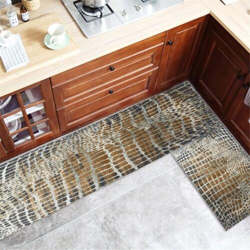 Nordic Brwon Animal Skin Pattern Kitchen Long Rug Washable Floor Mat For Bedroom Water absorption Flannel Bathroom Rugs Doormat