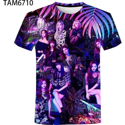 Twice 2021 Summer New Mens Womens T-Shirt Korean Band Group 3D Printing Childrens Street Fashion Leisure Oversized Top