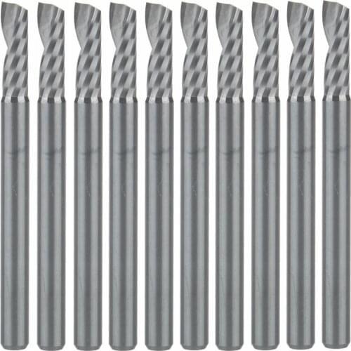 10pcs 3.175*10MM Wood Cutter Router Bit, Single Flute Solid Carbide End Mill Milling Cutter CNC Router Spiral Bits for Machinery