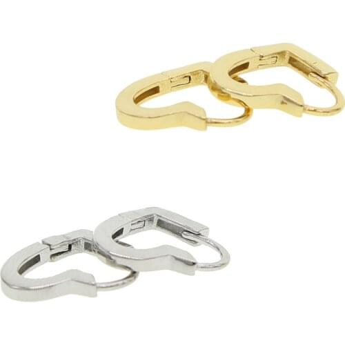 Geometric 925 sterling silver small heart hoop earring 100% 925 sterling silver minimal jewelry