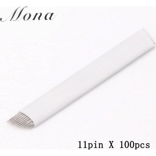 100pcs Microblading Tattoo Needles 11 pins for Microblading Embroidery Pen Pernement Makeup Eyebrow Tattoo Supplies