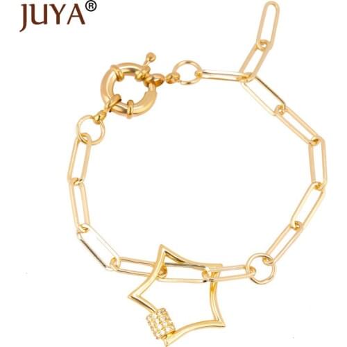 JUYA Trendy Pendant Bracelets Gold Color Star Cross Charms Women Jewelry Link Bracelets Chains Bangle Fashion Accessories
