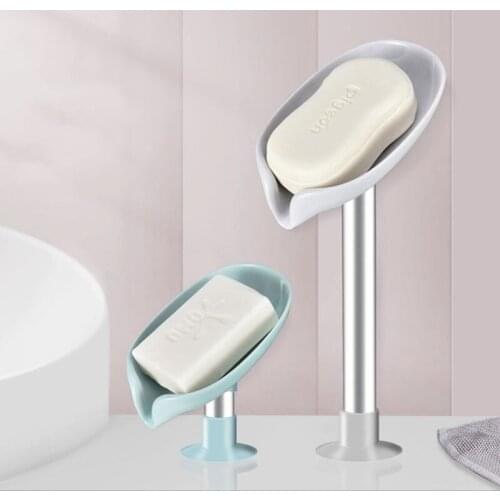 Bathroom Leaf Shaped Soap Box Drain Soap Holder Box Toilet No Punching Suction Cup Soap Holder Dish Storage Plate Tray Supplies
