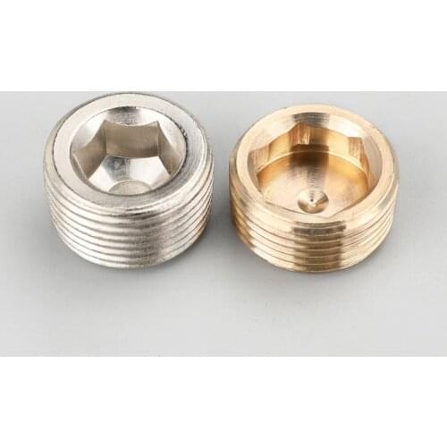 1/8" 1/4" 3/8" 1/2" 3/4" male threaded brass tube inner hexagon head end cap plug connector tube plug connector adapter