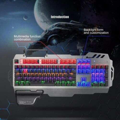 Mechanical Gaming Keyboard 104 Keys Cool Blue Switch Metal Waterproof Wired Gaming Laptop Keyboard for Computer Notebook