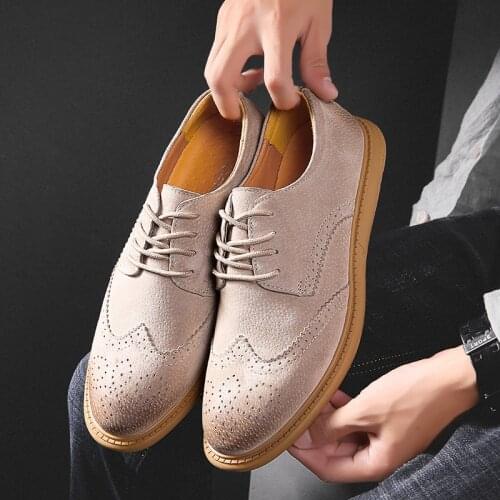 Men Oxfords Genuine Leather Dress Shoes Brogue Lace Up Mens Casual Shoes Luxury Brand Moccasins Loafers Men 2021 Plus Size 38-46