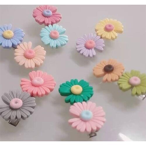 New Spring Hot Style Candy Daisy Flower Hair Clip Lovely Frosted Duck Beak Edge Clip