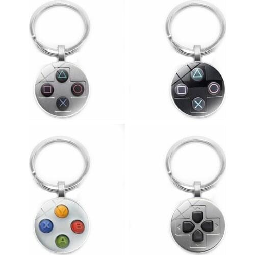 2019 New Gamepad Button Pattern Glass Cabochon Keychain Fashion Car Keychain Pendant Jewelry Gift