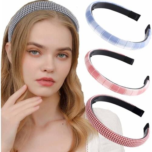 New Plaid Hair Bands Girls Elastic Hair Accessories For Women Non-slip Headbands Hair Hoop Lattice Fashion Bezel Headdress