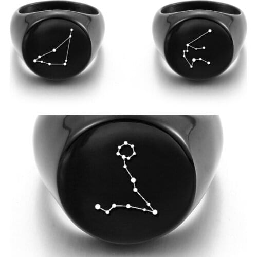 Personalized Custom 12Constellation Finger rings Men Women Alloy Ring Starry Sky Hoop Engraved Name Photo Circlet Hoop jewelry