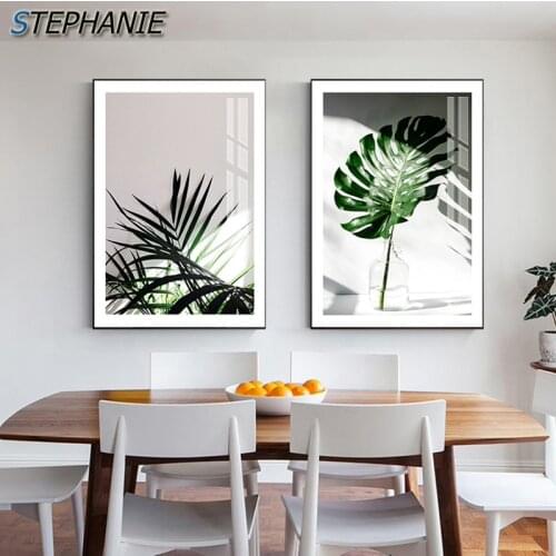 Abstract Monstera Leaf Poster Print Modern Green Plant Wall Art Picture for Living Room Bedroom HD Nordic Canvas Painting Decor