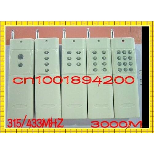 3000M Radio Controller/Transmitter 2/4/6/8/12CH/ Buttons RF Wireless Remote Control/315/433.9MHZ IC PT2260 4.7M 9V battery