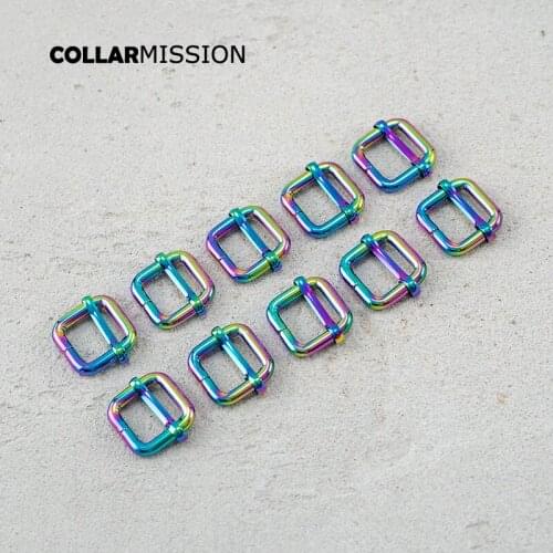 15mm rainbow non-welded metal pull core buckle for luggage with cat and dog collar accessories LXK15CH