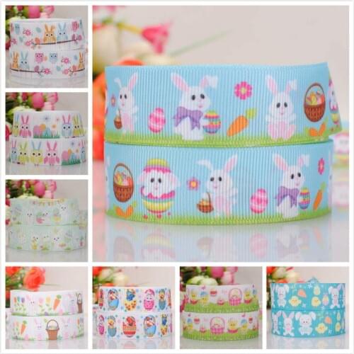 Sales 5/10/20 yards easter days ribbon printed grosgrain ribbon Random delivery Free shipping