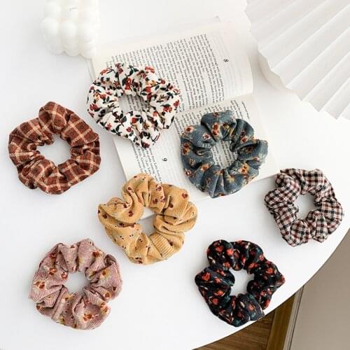 Floral Print Scrunchies For Girls Hair Accessories Children Kids Hair Styling Tools Hair Ring Head Rope Headdress Hair Wear