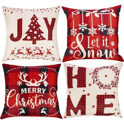 Christmas Throw Pillow Cover Buffalo Plaid Pillow Cushion Cover Xmas Pillowcase for Christmas Car Sofa Bedroom