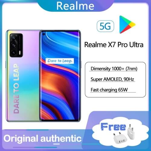 Original realme x7 pro ultra smart phone 128g 6.55'' 90Hz Super AMOLED 65W Fast Smart VOOC MTK1000+ 64MP Quad Camera Cellphone