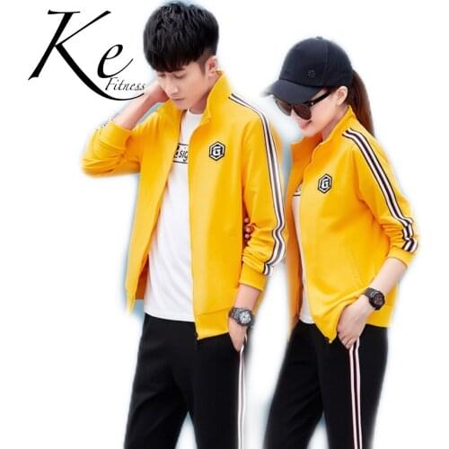KE couple sportswear suit female long-sleeved spring autumn leisure sweater sports suit male three piece running tracksuit