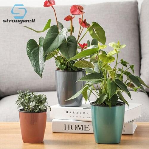 Strongwell Wholesale Plastic Flower Pots Hydroponics Home Decoration Anti-fall Plants Potted Fairy Garden Decoration Ornament