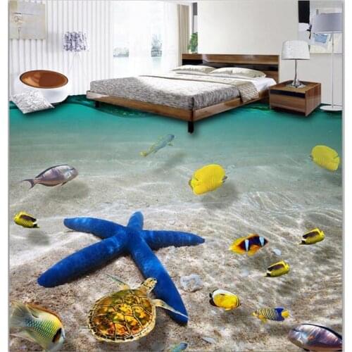 Wellyu Custom 3D floor sticker Ocean World bathroom mall 3D stereo floor tiles to painted Self-adhesive floor paste wallpaper