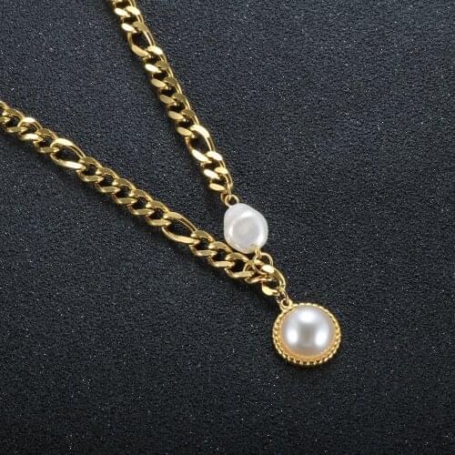 Fashion Irregular Pearl Necklace Thick Chain With Big Round Charm Choker Necklace For Women Minimalist Jewelry Gift