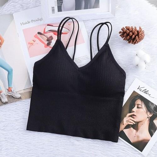 2021 Fashion Womens Sexy Seamless Crop Tops Sports Bra Tube Top Camisole With Removable Padded Underwear Female Tank