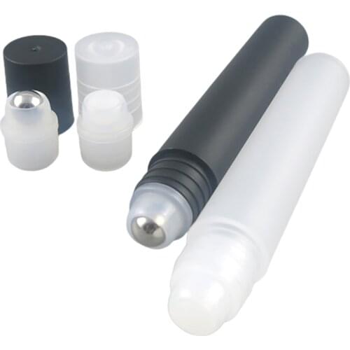 24 x 5ml 8ml 10ml 12ml Refillable Empty Frost Black White Roll on bottle with Plastic Metal Ball 10cc Eye Cream Roll On Bottle