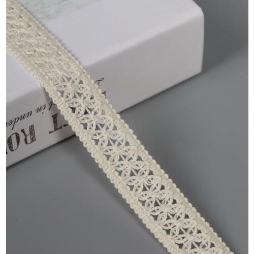 5Meters Beige Lace Trim Cotton Fabric Ribbon DIY Handmade Sewing Curtains Clothes Accessories 2cm Width