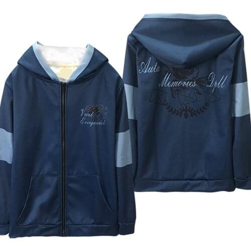 Anime Violet Evergarden hoodie cosplay winter hooded zipper wool men coat