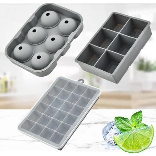 Large Ice Cube Maker Silicone Ice Mold 6 Cell Sphere Ice Ball Mold Square Ice Cube Tray Whiskey Cocktail Party Bar Accessories