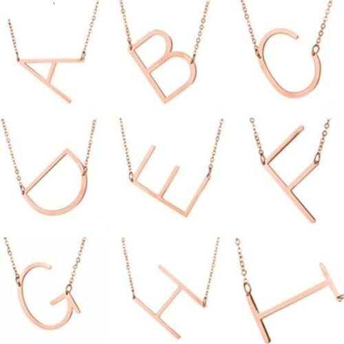 26 English Alphabet Chain Hangers Popular In Europe America For Men Fashion Gold Color Hyperbolic Jewelry Dropshipping