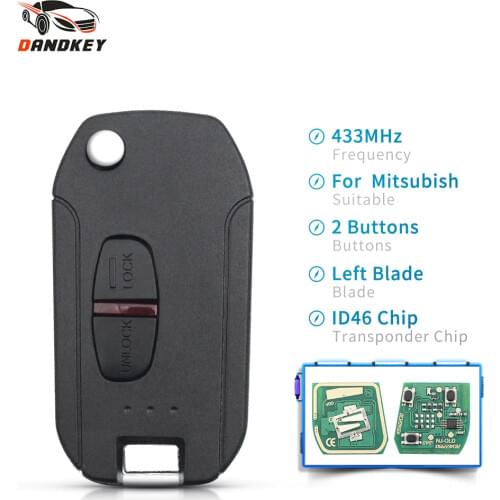 Dandkey Modified Flip 433MHz ID46 Remote Key For Mitsubishi New ASX GRANDIS Outlander LANCER-EX Fob 2/3 Buttons Right/left Blade