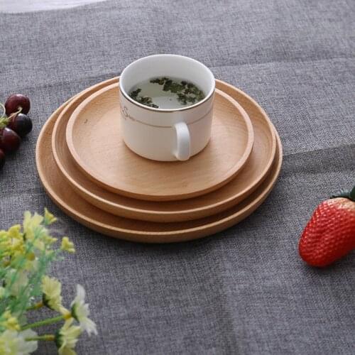 Wood Serving Plate Round Serving Tray Fruit Dessert Cake Snack Candy Platter Wooden Bowls Kichen Tool