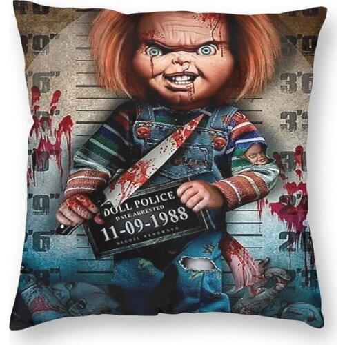 Devil Doll Chucky Cushion Cover Print Childs Play Horror Movie Floor Pillow Case for Living Room Custom Pillowcover Decoration