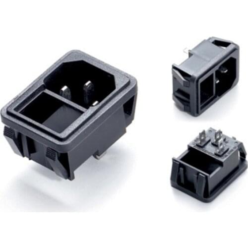 10pcs/lot AC power socket black IEC320 C14 Inlet Electrical Socket Plug 3Pin Industrial socket Plug match different type switch