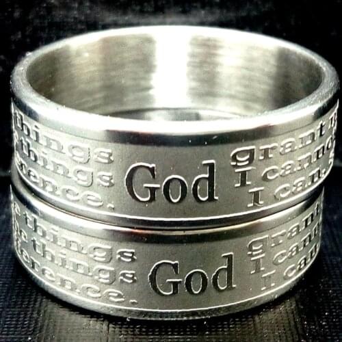 NEW 20pcs/lot SERENITY PRAYER Stainless Steel Rings Wholesale Mens Fashion Jesus Jewelry Lots