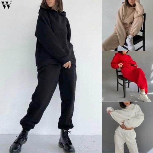 Two Piece Set Women Tracksuit Autumn Clothes Oversized Hooded Sweatshirt Top+Pants Sport Jogging Suit Outfits Womens Sets Khaki
