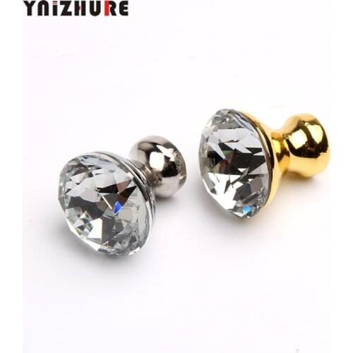 Kitchen Handles Top Quality 25mm 10pcs Door Knobs Crystal Diamond Glass Silver Drawer Cupboard Wardrobe Cabinet Furniture Handle