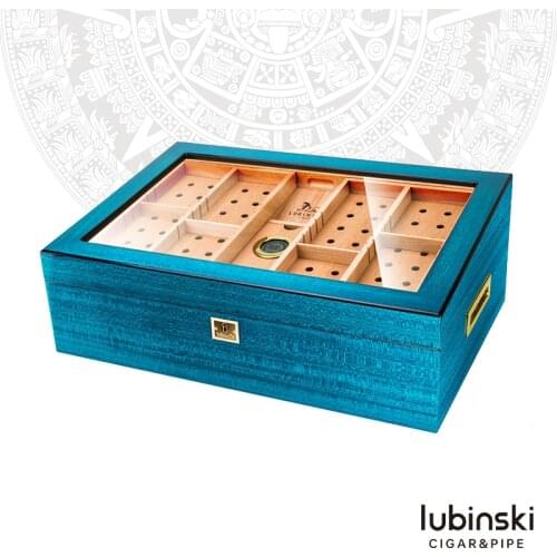 LUBINSKI High-Capacity Cedar Wood Piano Finish Travel Humidor With Lock Humidifier Hygrometer Cigar Case Humidor Box