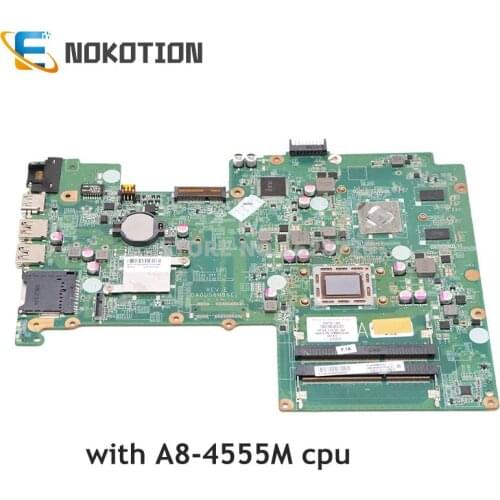NOKOTION For HP Pavilion Sleekbook 15 Laptop Motherboard 709176-501 709176-001 DA0U56MB6E0 A8-4555M CPU A70M MARS 1GB