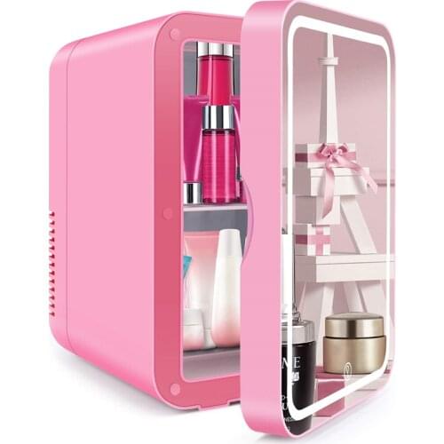 8L Mini Makeup Fridge Portable Cosmetic Refrigerator Compact Glass Panel Led Light Cooler Warmer Freezer Home Car Use