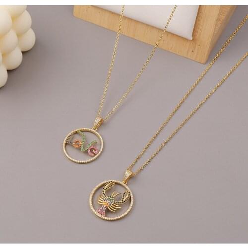 Andshiny Fashion Fine Zircon Copper LOVE Lobster Pendant Necklace For Women Hip-hop Personality Round Tag Necklace Jewelry Gifts