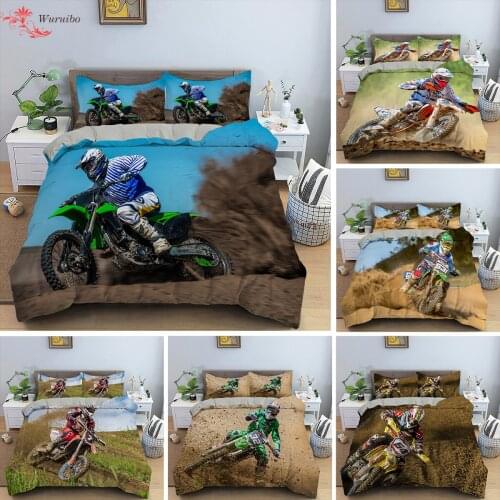 Motocross 3D Print Duvet Cover Set Motorcycle Bed Cover For Boys Adult Twin King Size 2/3PCS Bedding Set Bedclothes Home Textile