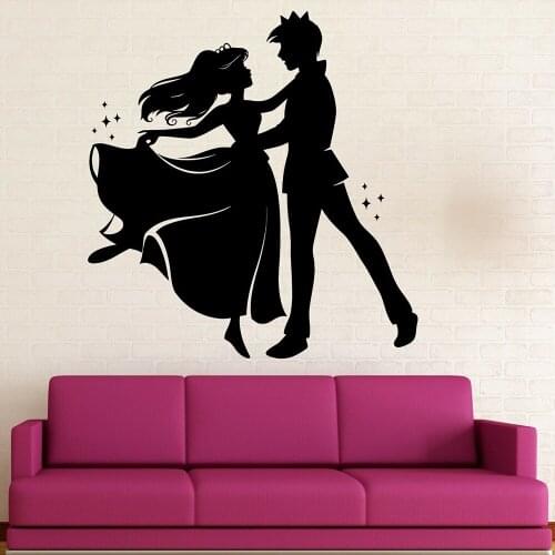 Cartoon Wall Sticker Vinyl Decal Prince Princess Tale Dance Wall Decals for Kids Room Nursery Decoration Removable Mural C744