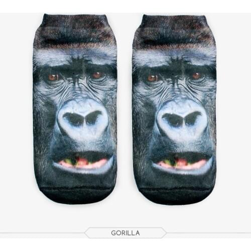 Low Ankle Socks 2016 Fashion Printing Animal gorilla women Short socks
