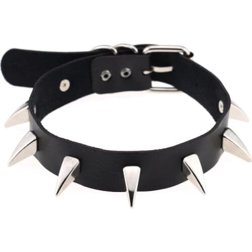 2019 Fashion Harajuku Long Spikes Spiked Rivet Chokers Punk Goth Bondage Choker Collar Necklace for Women Harness Anime Necklace