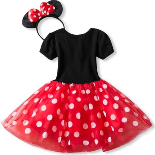 Baby Girls Minnie Mickey Princess Dress Kids Christmas Cartoon Mouse Clothes Headband Children Carnival Birthday Party Costumes