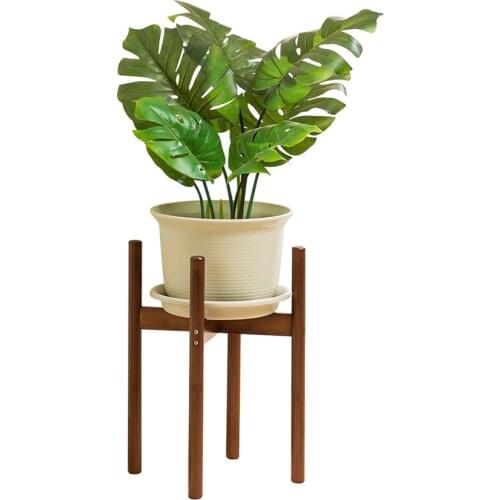 Plant Stand - Adjustable Indoor Plant Stand, Plant Holder, 33/40/50cm Height, Corner Plant Stand for Plant Pots, Bamboo Wood
