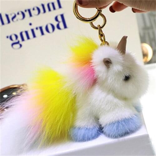 Mink Fur Pendant ,Keychain ,Jewelry, Plush , cute ,Faux Fur Pompom Keychain,A Chain ,For Bag , Car Chain , Silver Color,18CM