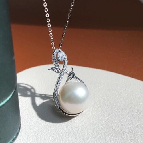 Popular Style 925 Sterling Silver Pendant Base Settings Mountings Findings Parts for Pearl Crystal Jade Agate Beads Stones